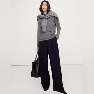 NWT! Banana Republic Navy Soho High Rise Wide leg Italian Wool Pant